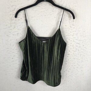 Line Dot Velvet Crop Top Womens Medium Green Y2K 90s Retro Boho Artsy